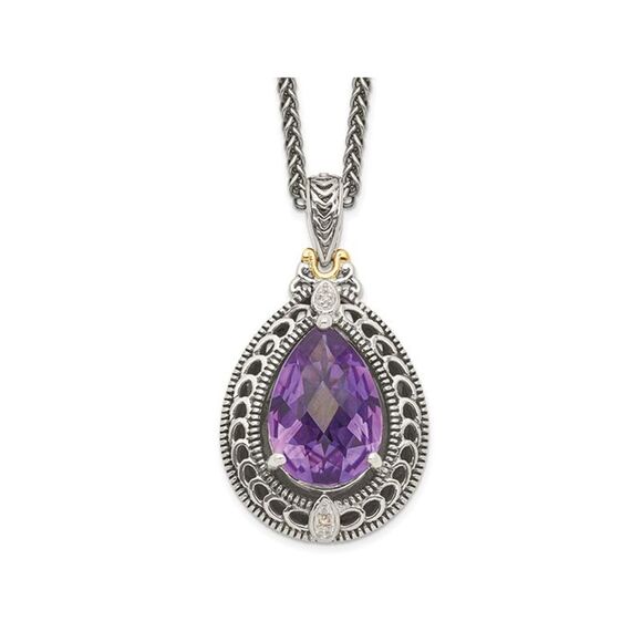 4.50 Carat (ctw) Amethyst Drop Pendant Necklace in Sterling Silver with Chain